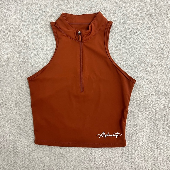 Alphalete Tops Alphalete Burnt Orange Fall Athletic Crop Zip Up